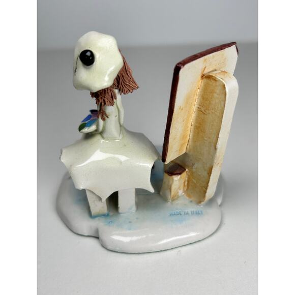 Vintage Zampiva Girl Painting Statue Made In Italy Canvas Pallette 3"x3" - Picture 2 of 8